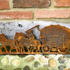Historische Wanddekoration, Kaminplatte, Ofenplatte, Wandrelief - Bauernwagen