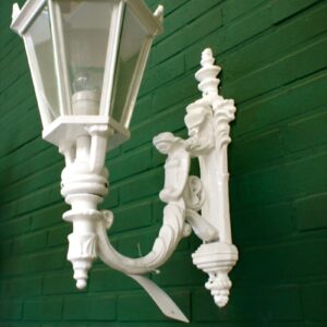 Außenleuchte weiß, Wandlampe wie Gründerzeit, rostfrei ALU, Madrid S, H 65 cm