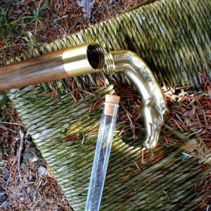 Spazierstock, Griff Pferdekopf Messing, Gehstock originell Fantasy Larp, Jäger